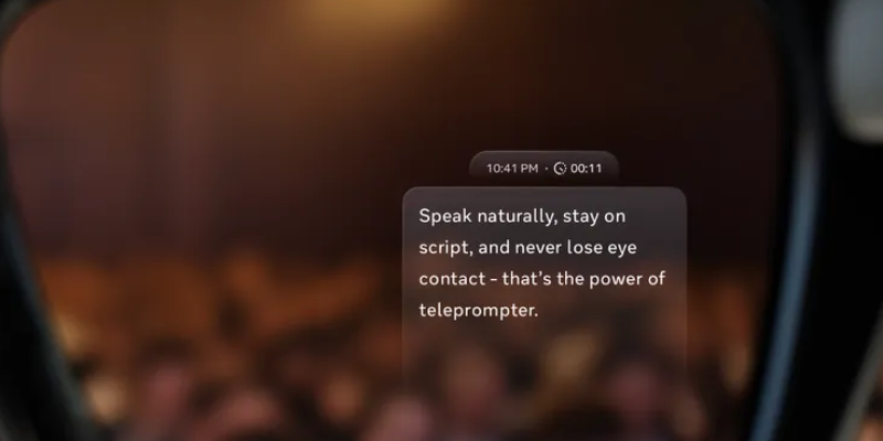 Tính năng teleprompter được tích hợp trực tiếp trên kính