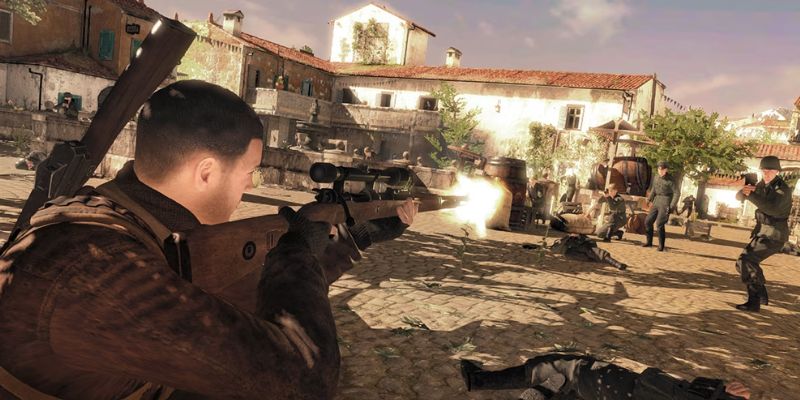 Giao diện ngắm bắn hiển thị yếu tố gió và độ rơi của đạn